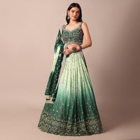 Forest Green Lehenga With Embroidered Choli And Sequin Dupatta Set