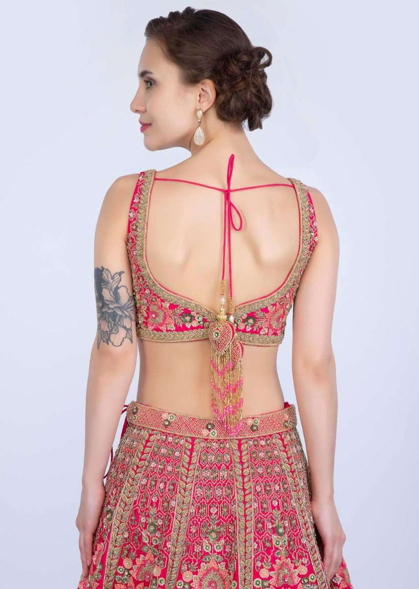 Malaika Arora In Kalki French Pink Raw Silk Heavy Embroidered Lehenga With Net Ruching