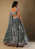 Frozen Blue Lehenga With Multi Colored Hand Embroidered Floral Buttis And Heavy Embroidered Choli