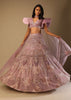 Frozen Mauve Lehenga Choli In Net With Sequins And Cut Dana Embroidered Moroccan Kalis And Fancy Sleeves