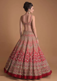 Fuschia Rose Lehenga Heavily Hand Embroidered In Scallop And Floral Jaal