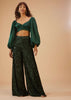 Bottle Green Palazzo And Crop-Top Set