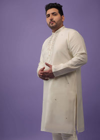 Kalki Gardenia White Embroidered Kurta Set