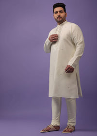 Kalki Gardenia White Embroidered Kurta Set
