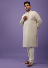 Kalki Gardenia White Embroidered Kurta Set
