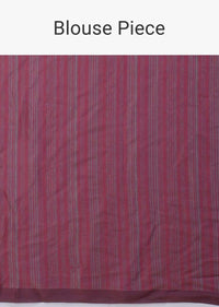 Garnet Pink Saree In Satin Blend With Printed Floral Buttis All Over