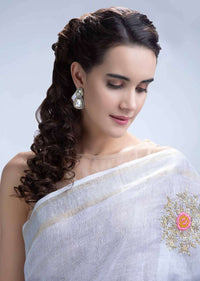 Geometric shape double layer kundan drop earring only on Kalki