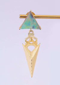 Geometric shape fancy party wear earring with turq blue stone only on kalki