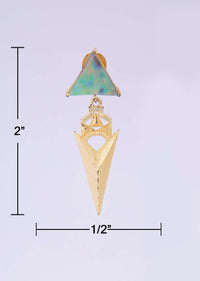 Geometric shape fancy party wear earring with turq blue stone only on kalki