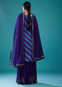 Georgette Spectrum Royal Blue Leheriya Palazzo Set With Embroidery