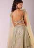 Glam Gold Lehenga Set In Foil Knit Fabric With Embroidered Blouse