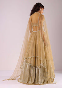 Glam Gold Embroidered Lehenga Set In Foil Knit Fabric