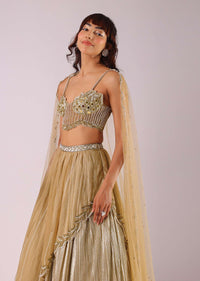 Glam Gold Embroidered Lehenga Set In Foil Knit Fabric