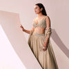 Glam Gold Embroidered Lehenga Set In Jute Organza