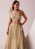 Glam Gold Embroidered Lehenga Set In Knit Stretchable Fabric