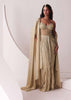 Glam Gold Embroidered Gown In Knit Stretchable Fabric With Jacket