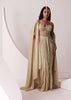 Glam Gold Embroidered Gown In Knit Stretchable Fabric With Jacket