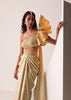 Glam Gold Gown In Knit Strechable Fabric With Embroidery