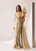 Glam Gold Gown In Knit Strechable Fabric With Embroidery