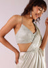 Glam Silver Ready-To-Wear Lehenga Saree In Foil With Mesh Blouse