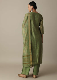Glamorous Green Gotta Patti Work Kurti Pant Set