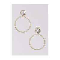 Gold And Grey Plated Earrings With Stones In Double Round Motifs Online - Kalki Fashion