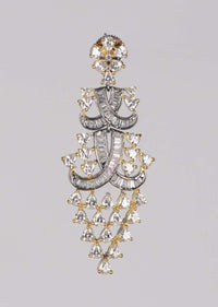 Gold And Silver Dangling Earrings Studded With Bugle Beads And Crystals Online - Kalki Fashion