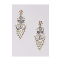 Gold And Silver Dangling Earrings Studded With Bugle Beads And Crystals Online - Kalki Fashion