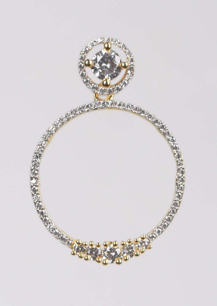 Gold And Silver Plated Earrings With Stones In Round Pattern Online - Kalki Fashion