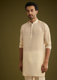 Gold Banarasi Silk Kurta Jacket Set With Hand Work