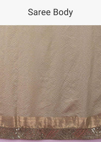 Gold Beige Saree In Silk With Weaved Checks And Embellished Border Online - Kalki Fashion