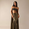 Gold Chain Tassel Blouse And Fishcut Draped Lehenga Set