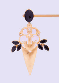 Gold coated cut out dangler earring with blazing black stones only on Kalki