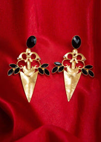 Gold coated cut out dangler earring with blazing black stones only on Kalki