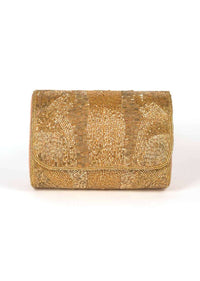 Gold Embellished Clutch In Abstract Pattern Online - Kalki Fashion