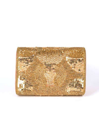 Gold Embellished Clutch In Abstract Pattern Online - Kalki Fashion