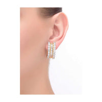 Gold Fancy Hoop Earrings Enhanced With Bugle Beads And Stones 0Online - Kalki Fashion