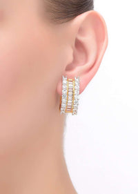 Gold Fancy Hoop Earrings Enhanced With Bugle Beads And Stones 0Online - Kalki Fashion