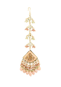 Gold-Finish Bridal Kundan Chokar Necklace Set With Beads And Multicolor Meenakari In Mix Metal