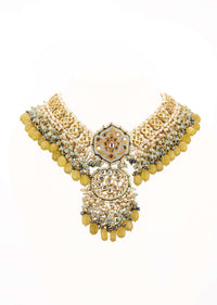 Gold-Finish Kundan Choker Necklace With Colorful Intricate Meenakari Work And Stones In Mix Metal