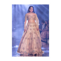Sandcastle Tan Lehenga Choli With Hand Embroidered Buttis In Heritage Motifs Online - Kalki Fashion