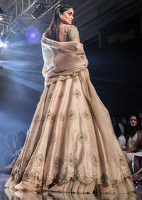 Sandcastle Tan Lehenga Choli With Hand Embroidered Buttis In Heritage Motifs Online - Kalki Fashion