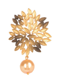 Gold Plated And Black Studs In Fancy Flower Pattern With A Dangling Bead Online - Kalki Fashion