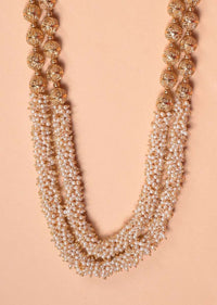 Gold Plated Beads And Pearls Half And Half Long Layered Necklace With Matching Jhumkas Online - Kalki Fashion