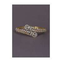 Gold Plated Bracelet With Crystals And Bugle Beads In Over Lapping Pattern Online - Kalki Fashion