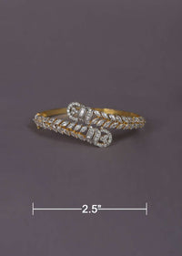 Gold Plated Bracelet With Crystals And Bugle Beads In Over Lapping Pattern Online - Kalki Fashion