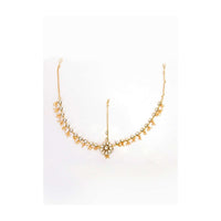 Gold plated bridal maatha patti with nano moti bunch drop only on Kalki