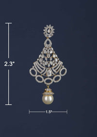 Gold Plated Carved Danglers With Stones And Crystals Along With Dangling Pearl Online - Kalki Fashion