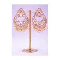 Gold plated chandbali earring with crystal beads and nano moti drops  only on kalki