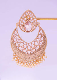 Gold plated chandbali earring with crystal beads and nano moti drops  only on kalki